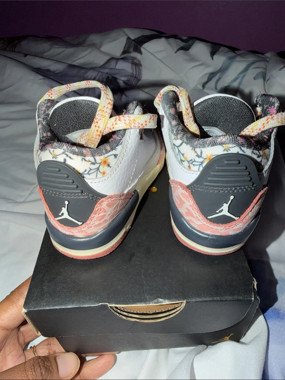 Baby 3c Jordan Kids White and Pink Retro-Style Sneakers